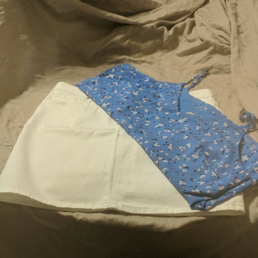 NWT LOFT white jean skirt